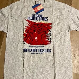 Hanes Gray Centennial Olympic Games wrestling T-Shirt Kurt angle